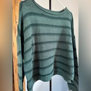 SO Teal Striped Crew Neck Sweater